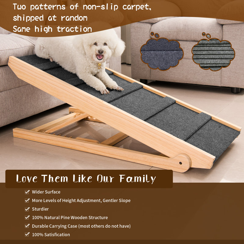 Tucker Murphy Pet 27 Tall Dog Pet Ramp Portable For All Dogs For Couch Bed Car Suv Supports Up To 220 Lbs Carrying Bag Included 7 Level Height Adjustable From